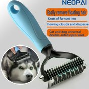 Resim Köpekler & Kediler için Çift Taraflı Dolaşık Açıcı Fırça - Hafif Bej Renkli, Ergonomik Saplı, Dayanıklı Plastik Bakım Aracı, Ay Yarımlı Tasarım ile Nazik Yüzen Tarak 