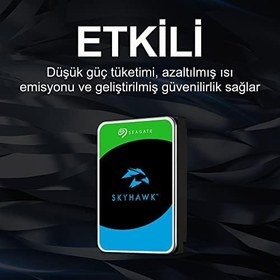 Resim Seagate ST1000VX005 Skyhawk 3.5" 1TB Sata 3.0 64MB 180Mb/s 5900Rpm 64HD Kamera 180TB/Yil Isyükü 7/24 Güvenlik Diski 