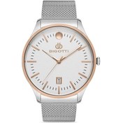Resim Bigotti Bg.1.10366.1 Hasır Kordon Takvimli Çelik Kasa 5 Atm Su Geçirmezlik Metalik Renk Erkek Kol Saati Rose Gold 