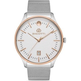 Resim Bigotti Bg.1.10366.1 Hasır Kordon Takvimli Çelik Kasa 5 Atm Su Geçirmezlik Metalik Renk Erkek Kol Saati Rose Gold 
