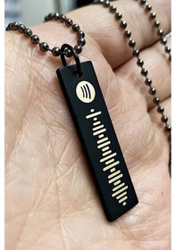 Resim Kişiye Özel Isimli Siyah Çubuk Bar Bayan Erkek Kolye Eck26S 