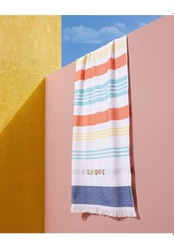 Resim Madame Coco Lumine Pamuklu Plaj Havlusu - Beyaz/turuncu - 70x150 Cm 8684427222751 Çok Renkli 