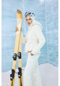 Resim Defacto Su İtici Slim Fit Dar Kesim Kemerli Kapüşonlu Softshell Kayak Montu F3525ax25wnwt46 Beyaz-wt46 