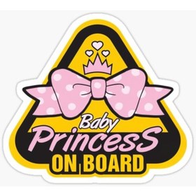 Resim Arabada Prenses Bebek Var Sticker oto Etiket 18cm MD13 