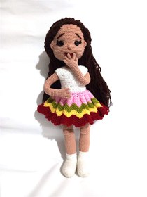 Resim El Örgüsü Amigurumi Telli Esmer Bebek 