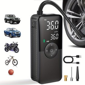 Resim Araba ve Motosikletler için Taşınabilir Elektrikli Hava Pompası, Araba Lastik Şişirme Kompresörü 