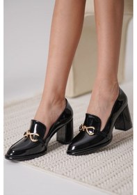 Resim Etiler Collection Melly Siyah Rugan Kadın Topuklu Ayakkabı Siyah Rugan 