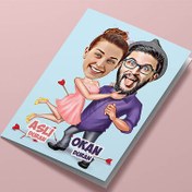 Resim Aşk Oku Bizi Buldu Karikatürlü Tebrik Kartı 