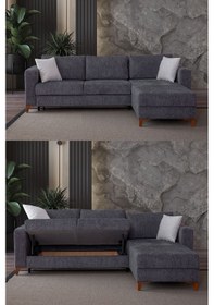 Resim Deniz Sandıklı Modüler Köşe Takımı Antrasit 