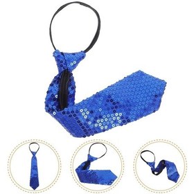 Resim Mavi Pul Payetli Işıltılı Parti Kravatı 33 Cm 13+ 