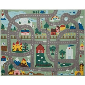 Resim Çocuk Halısı, Yeşil, 100x133 Cm Açık Bej 