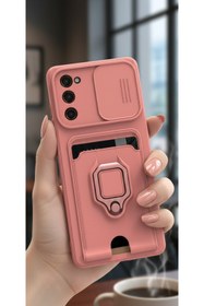 Resim AQUA AKSESUAR Samsung Galaxy S21 Fe Kılıf Ipli Ve Lens Korumalı Renkli Yüzüklü Askılı Telefon Kılıfı - Pembe 