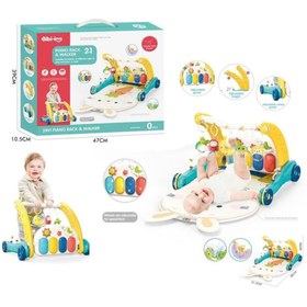 Resim NW NessiWorld BIB6015 -Vardem Piyanolu 2 in 1 Bebek Yürüteci ve Tavşan Desenli Mavi Oyun Halısı 