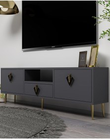 Resim 1312dropct-32 Tv Sehpası Antrasit-siyah-altın Siyah-altın 