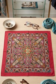 Resim Etnik Desenli Pamuklu Bandana | 52x52 cm Geleneksel Desenli Sokak Stili Unisex Bandana - Yeşil 