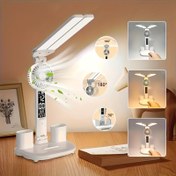 Resim Çift Başlı LED Fan Masa Lambası USB Güçlü Çok Fonksiyonlu Kalem Tutucu Işık | Sanatsal Yaratıcı Gece Lambası Atmosfer Lambası | Yatak Odası Yanı Baş/Living Room Kahve Masası/Çalışma Masası/Dormitory Çalışma Masası/Ofis Masası/Tatil Doğum Günü Noel Sevgililer Günü Mezuniyet Sezon Hediyesi | Ev Ofisi Çoklu Sahne Modern Basit Tasarım Üç Hızlı Karartma Göz Bakımı Yumuşak Işık Fiş ve Çalış | 