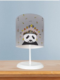 Resim Mekta Home Bebek Ve Çocuk Odası Kızılderili Panda Desenli Abajur 