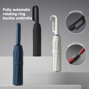 Resim Otomatik katlanır şemsiye, döner halka tokalı, rüzgar dirençli, 10 kollu, 210T polyester kumaş, fiberglas, demir saplı, tek elle kullanım için rahat tutma yeri, minimalist tarzda taşınabilirlik ve Babalar Günü, Cadılar Bayramı veya Noel için ideal hediye, arkadaşlara mükemmel hediye 