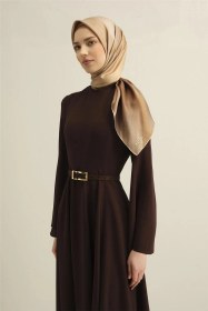 Resim Armine Soyut Desenli Saf İpek Twill Eşarp 9308d 08 Camel 