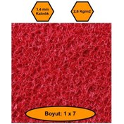 Resim Kırmızı Kıvırcık Plastik Paspas, Dış Mekan İçin Paspas, 1x7 