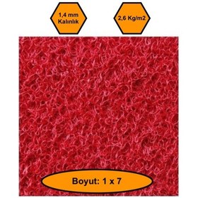 Resim Kırmızı Kıvırcık Plastik Paspas, Dış Mekan İçin Paspas, 1x7 