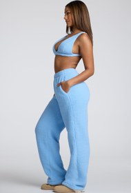 Resim Bebek Mavisi Düşük Bel Düz Paça Polar Jogger Pantolon - XL 
