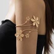 Resim 1 adet Kadınlar için Zarif Çiçekli Açık İşlemli Kol Bileği - Altın Tonlu Rhinestone Çiçeklerle, Partiler, Düğünler, Tatiller ve Günlük Moda için Mükemmel, Tatil Aksesuarı|Zarif Aksesuar|Rhinestone Çiçekler, Kol Bileği Takı 