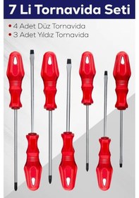 Resim Universal 7'li Tornavida Seti 4 Adet Düz Tornavida 3 Adet Yıldız Tornavida 