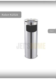 Resim Jet's Home Kolon Küllük Paslanmaz Dış Mekan Sigaralık Lüks Ayaklı Küllük No:3 Çöp Kovası Kutusu Gri 