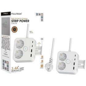 Resim Akım Korumalı 2'li Priz, Çocuk Korumalı Ve Isıya Dayanıklı Yapı, 2x Usb 2x Usb A Girişli Tasarruflu Adaptör, 2 Metre Uzatma Kablosu 1 