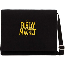 Resim Dirty Sound Magnet Text Siyah Kanvas Postacı Çantası - Siyah 