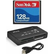 Resim Sandisk 128 Mb Compact Flash Hafıza Kartı + USB 2.0 Cf Kart Okuyucu 