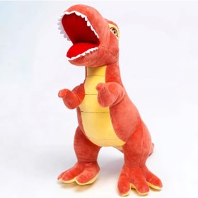 Resim İthal Soft Kumaş Xl Boy Dinozor Tyrannosaurus T-rex Figür Peluş Oyuncak Uyku & Oyun Arkadaşı 55 Cm. Turuncu 