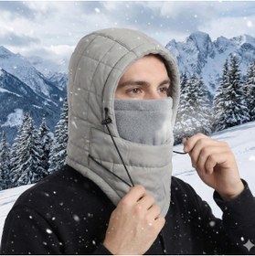 Resim Barinoska Termal Polar Balaklava Kapitone Rüzgar Geçirmez Kışlık Bere Maske Mavi Gri Siyah 