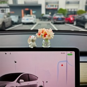 Resim Sevimli Mini Tavşan Araba Dekoru - Pilleksiz Gösterge Paneli Süsü ile Sevimli Tavşan Figür ve Çiçeklik Tasarımı, Kompakt Elektriksiz Araç İç Aksesuarı Erkekler & Kadınlar için Sürücüler, Oyunbaz Tasarım, Pil Gerektirmeyen 