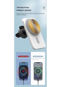 Resim Kablosuz Şarj Aleti Magsafe Araç Içi Manyetik Şarj 15w Peteklik Girişli - Siyah- Tek Ebat 