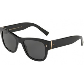 Resim Dolce&Gabbana Unisex Siyah-Füme Organik (UV) Cam Selüloz Asetat (Selüloid) Kapalı Çerçeve Dikdörtgen Güneş Gözlüğ 