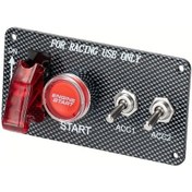 Resim Topshop1 Red Kontak Anahtarı Paneli 12v 4lü Rocker Switch Motor Start Butonlu Röle Kablolama Seti Led 