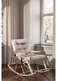 Resim Dicle Cepli Pofuduk Minderli Sallanan Sandalye Tv Koltuğu Krem 