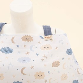 Resim Çift Katlı Muslin Emzirme Önlüğü - Mavi Bulut 