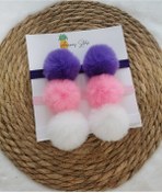 Resim Kız Bebek 3'lü Peluş Ponpon Bandana Seti 