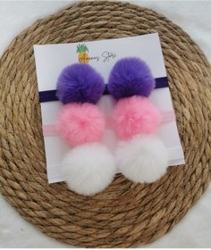 Resim Kız Bebek 3'lü Peluş Ponpon Bandana Seti 
