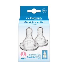 Resim Çok Yavaş Akışlı / Prematüre Silikon Options+ Dar Ağız Biberon Emziği, İkili Paket 