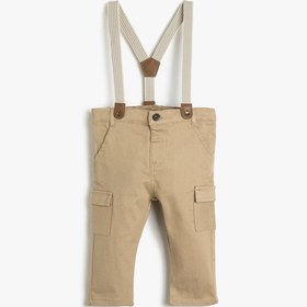 Resim Koton Erkek Askılı Bebek Slim Fit Kargo Pantolon 3smb40005tw 