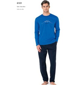 Resim Pierre Cardin 6101 Erkek Uzun Kollu Bisiklet Yaka Pijama Takımı-saks-saks-s Çok Renkli 
