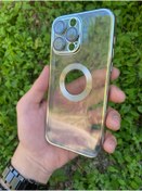 Resim PASA GARAGE I Phone 14 Pro Max Logo Detaylı Lens Korumalı Renkli Çerçeve Şeffaf Silikon Kılıf - Gümüş 