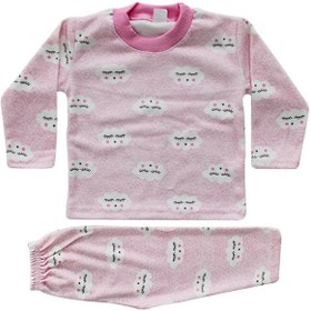 Resim by BebekOdam Kız Bebek Bulut Desenli Alt Üst Pembe 2'li Pijama Takım 