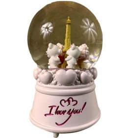 Resim Uretti - Okay 5711 6119 Romantic Love Bear And Paris Işıklı Ve Müzikli Kar Küresi / 80 Cc 