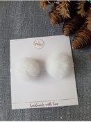 Resim pempem bandana Kız Bebek Beyaz Peluş Ponpon Bant 