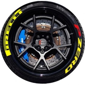 Resim P Zero Lastik Yazısı 4Lastik İçin Set Tüm Lastik Yanaklarına Uyumlu 31MM Araç Lastik Stickeri Sarı 